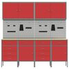 vidaXL Werkbank mit Schubladen 10 pcs Rot Ingenieure Holz und Stahl