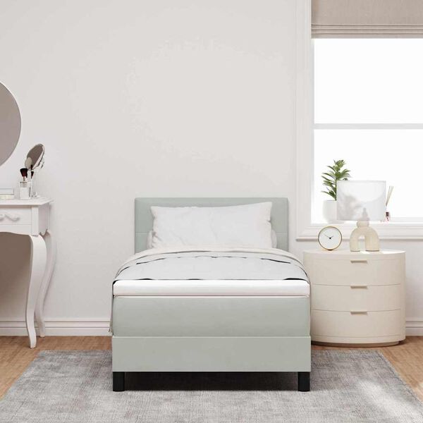 vidaXL LED Boxspringbett mit Matratze Hellgrau 80 x 200 cm Samt