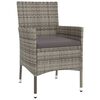 vidaXL 3-tlg. Garten-Bistro-Set mit Kissen Grau Poly Rattan