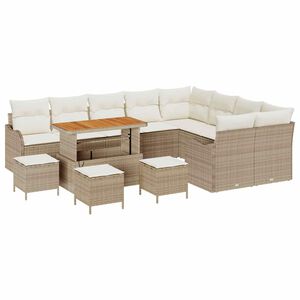 vidaXL Gartensofa-set mit Kissen 13 pcs Beige Poly-Rattan