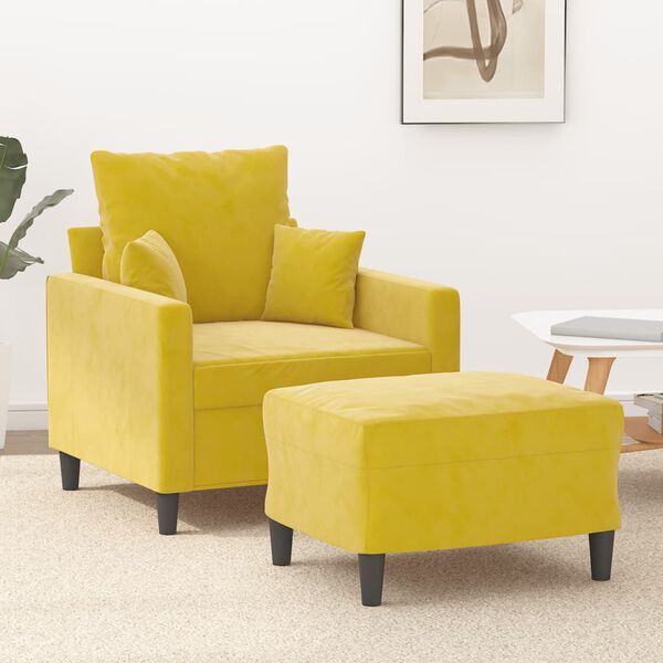 vidaXL Sessel mit Hocker Gelb 60 cm Samt