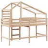 vidaXL Hochbett mit Leiter und Dach 90x190 cm Massivholz Kiefer