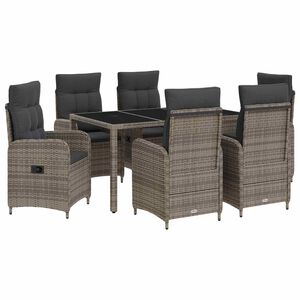 vidaXL Outdoortisch-Set 7 stk. Hellgrau und Dunkelgrau Poly-Rattan