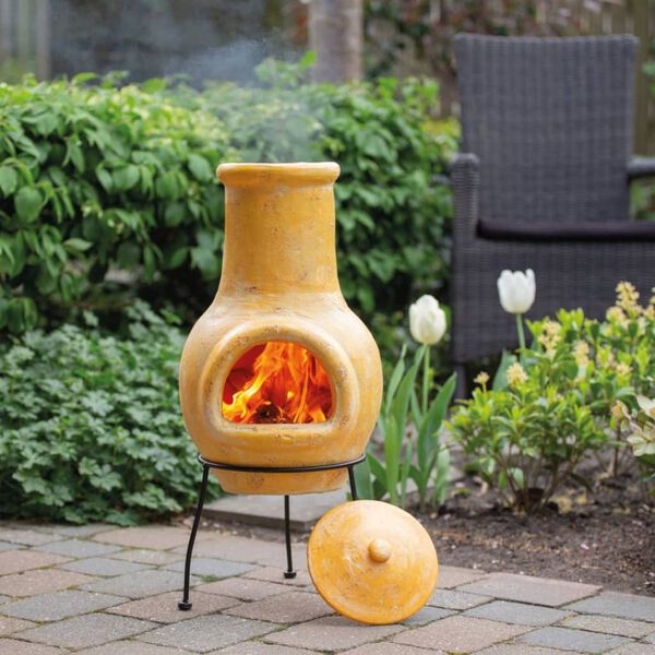 RedFire Gartenkamin Tampico Gelb 31x31x68 cm Ton