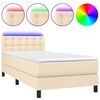vidaXL Boxspringbett mit Matratze & LED Creme 100x200 cm Stoff