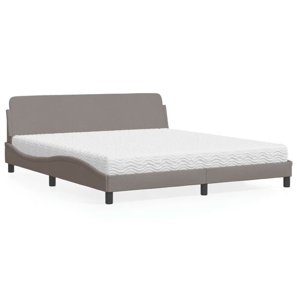 vidaXL Bett mit Matratze "Dover" Taupe 180x200 cm Stoff