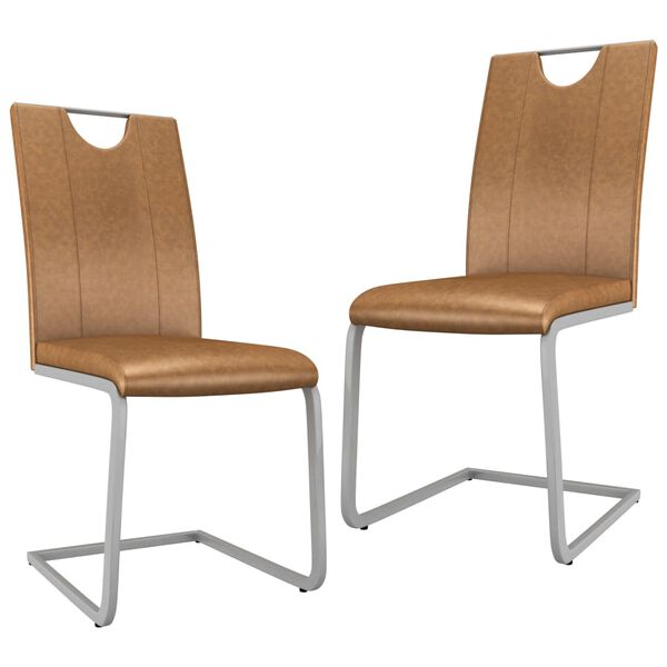 vidaXL Esszimmerst&uuml;hle 2 Stk. Braun Kunstleder