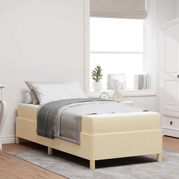 vidaXL Bettrahmen mit Matratze Creme 90 x 190 cm Stoff