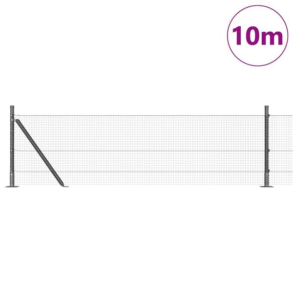 vidaXL Zaunpfosten Grau 10 x 0,6 m (19 x 19 mm Netz) Stahl und PVC