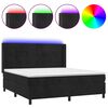 vidaXL Boxspringbett mit Matratze & LED Schwarz 180x200 cm Samt