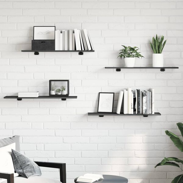 vidaXL B&uuml;cherregal-Bretter 4 Stk. Grau 80x20x1,5 cm Holzwerkstoff