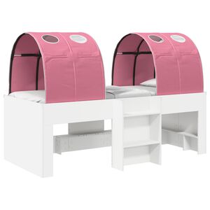 vidaXL Bett mit Tunnel 3 stk. Wei&szlig; und Rosa Holzwerkstoff