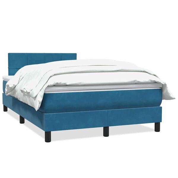 vidaXL Boxspringbett mit Matratze Dunkelblau 120x210 cm Samt