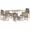vidaXL 7-tlg. Garten-Essgruppe mit Kissen Beige Poly Rattan
