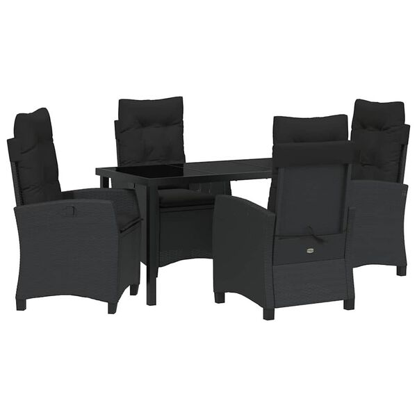 vidaXL Garten Essgruppe mit Kissen 5 pcs Schwarz Poly-Rattan
