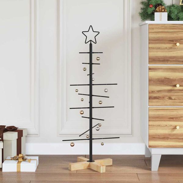 vidaXL Metall Weihnachtsbaum Schwarz 90 cm Pulverbeschichteter Stahl