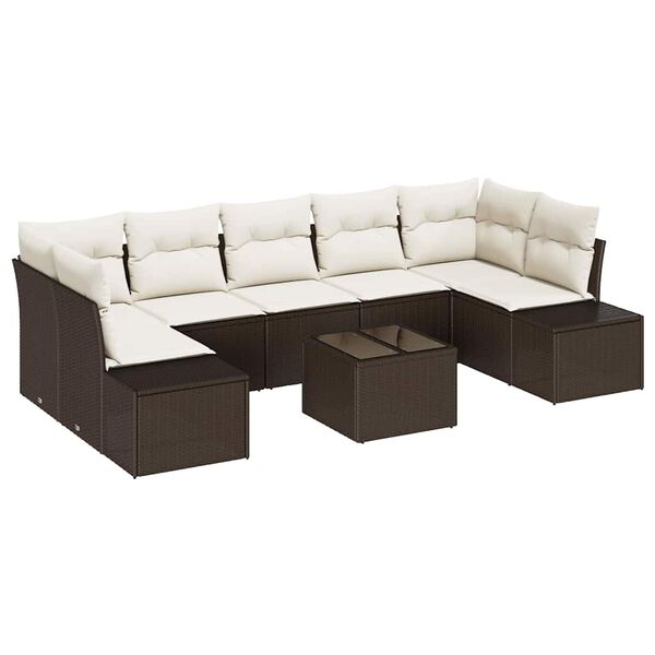 vidaXL Gartensofa-set mit Kissen 8 pcs Braun und Creme Poly-Rattan