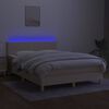 vidaXL Boxspringbett mit Matratze & LED Creme 140x200 cm Stoff