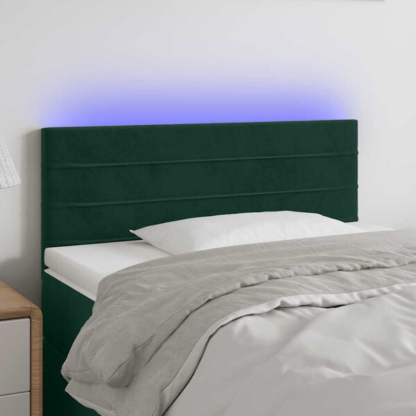 vidaXL LED Kopfteil Dunkelgr&uuml;n 80x5x78/88 cm Samt