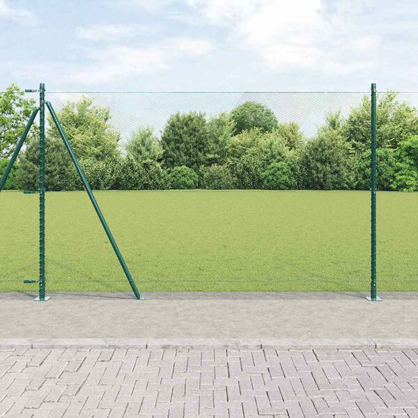 vidaXL Zaunpfosten Gr&uuml;n 50 x 1,4 m (13 mm Maschenweite) Stahl und PVC