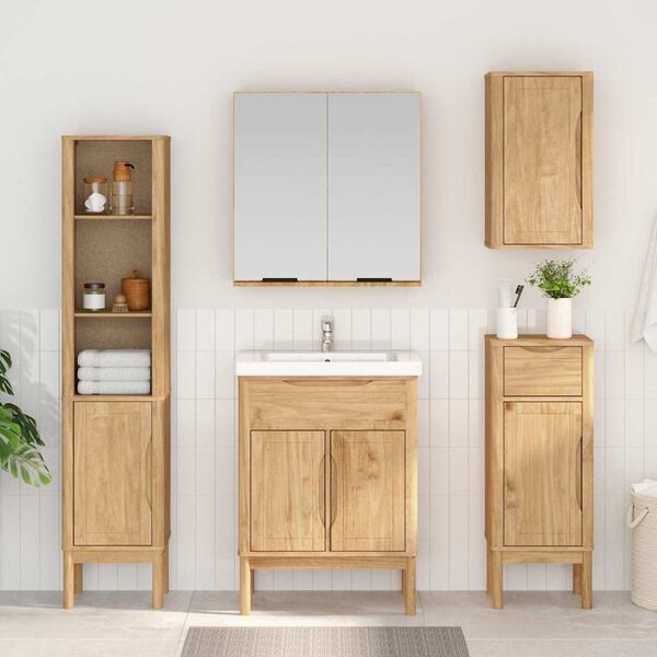 vidaXL Waschbeckenschrank mit Regal FLORO Wachsbraun 60 x 40 x 80 cm