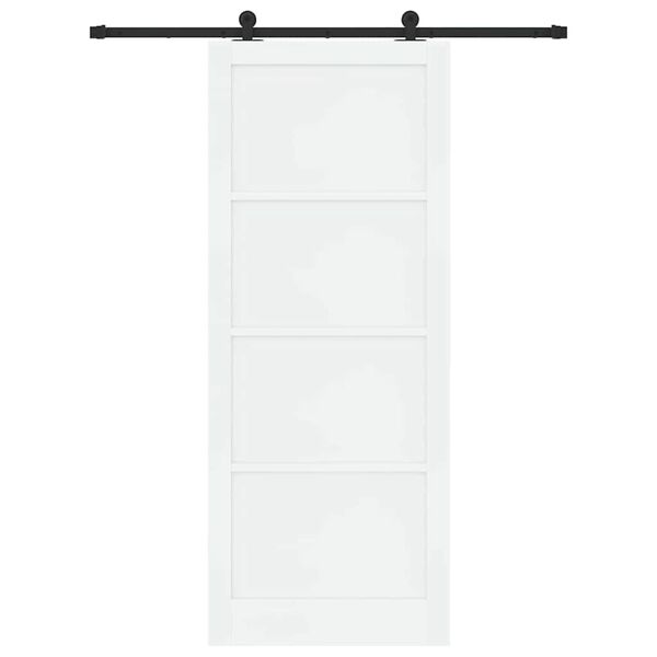 vidaXL Schiebet&uuml;r Wei&szlig; und Schwarz 93 x 232 cm Massives Kiefernholz