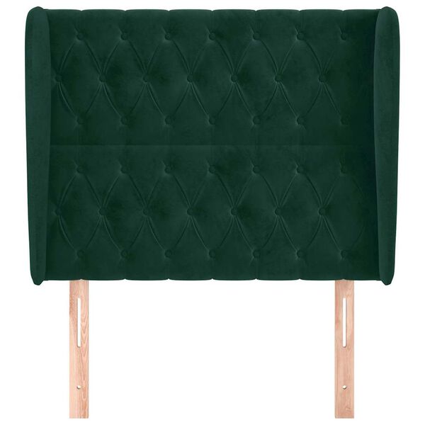 vidaXL Kopfteil mit Ohren Dunkelgr&uuml;n 103x23x118/128 cm Samt