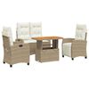 vidaXL 5-tlg. Garten-Essgruppe mit Kissen Beige Poly Rattan