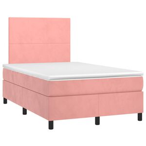 vidaXL Boxspringbett mit Matratze Rosa 120x190 cm Samt
