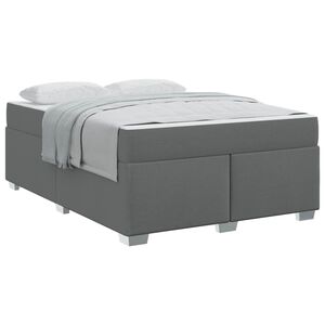 vidaXL Bettrahmen mit Matratze Dunkelgrau 140 x 200 cm Stoff