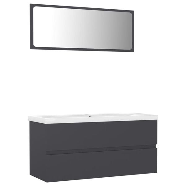 vidaXL Badm&ouml;bel-Set Grau Holzwerkstoff