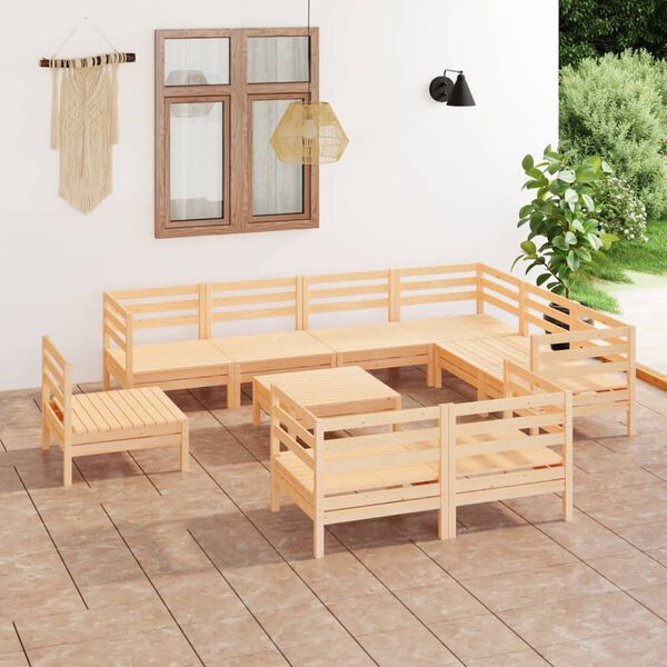 vidaXL 10-tlg. Garten-Lounge-Set Massivholz Kiefer