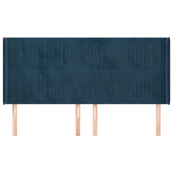 vidaXL Kopfteil mit Ohren Dunkelblau 203x16x118/128 cm Samt