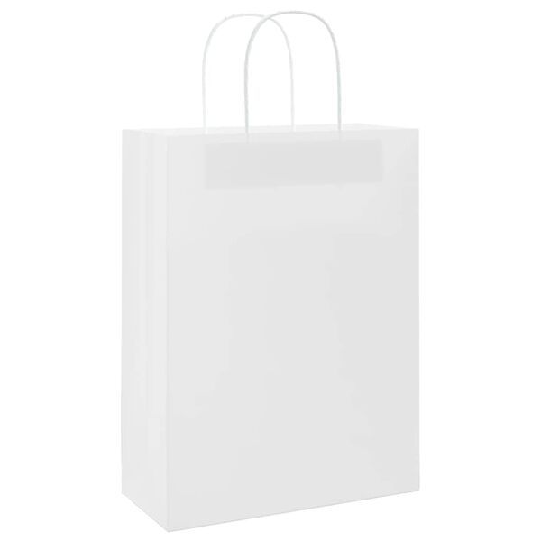 vidaXL Papiertragetaschen 50 Stk. mit Henkeln Wei&szlig; 26x12x35 cm