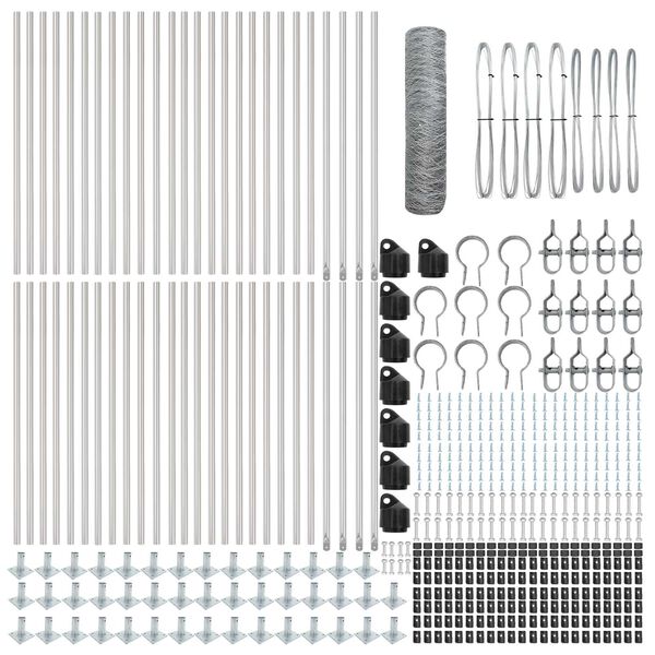 vidaXL Zaunpfosten Silber 100 x 1 m (36 mm Maschenweite) Stahl
