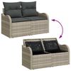 vidaXL Garten-Sofa-Set mit Kissen 11 pcs Hellgrau Poly Rattan