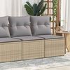 vidaXL 2-tlg. Garten-Sofagarnitur mit Kissen Beige Poly Rattan Akazie