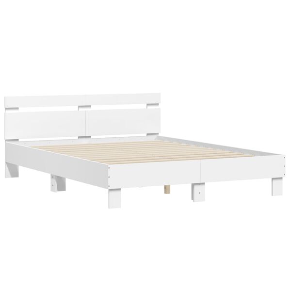 vidaXL Bettgestell mit Kopfteil Wei&szlig; 140x190 cm Holzwerkstoff