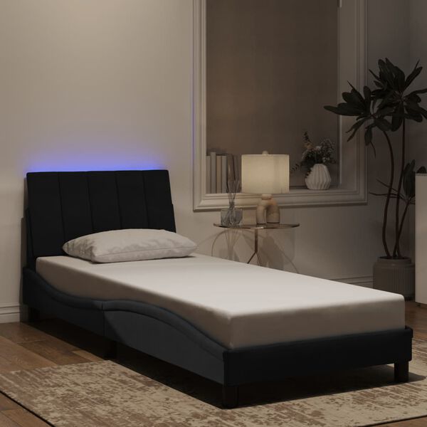 vidaXL Bettgestell mit LED ohne Matratze "Hanko" Schwarz 90x200 cm Samt