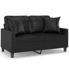 vidaXL 2-Sitzer-Sofa mit Kissen Schwarz 120 cm Kunstleder