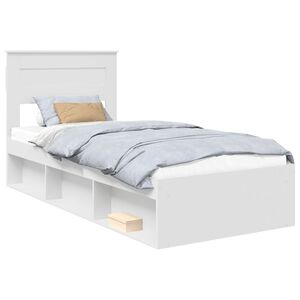 vidaXL Bettrahmen mit Matratze Wei&szlig; 75 x 190 cm Massives Kiefernholz