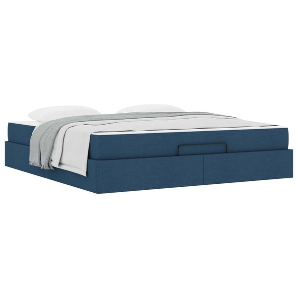 vidaXL Bettgestell mit Matratze mit Matratze 2 pcs Blau Stoff