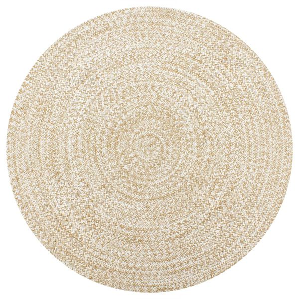 vidaXL Teppich Handgefertigt Jute Wei&szlig; und Natur 120 cm