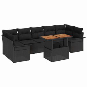 vidaXL Garten-Sofa-Set mit Kissen 8 pcs Schwarz
