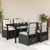 vidaXL 5-tlg. Garten-Essgruppe mit Kissen Schwarz Poly Rattan