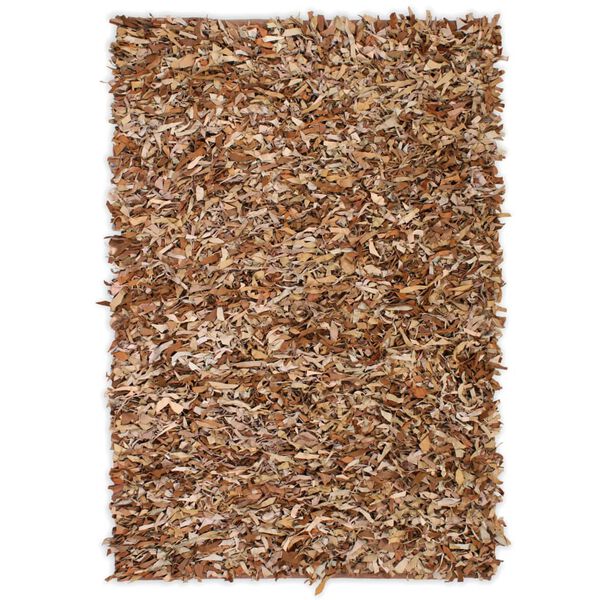 vidaXL Shaggy-Teppich Echtleder 160 x 230 cm Hellbraun