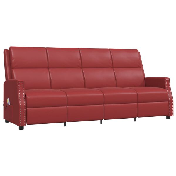 vidaXL 4-Sitzer Massagesessel Weinrot Kunstleder