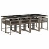 vidaXL 9-tlg. Garten-Essgruppe mit Kissen Grau Poly Rattan