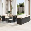vidaXL Garten-Sofa-Set mit Kissen 10 pcs Schwarz und Creme