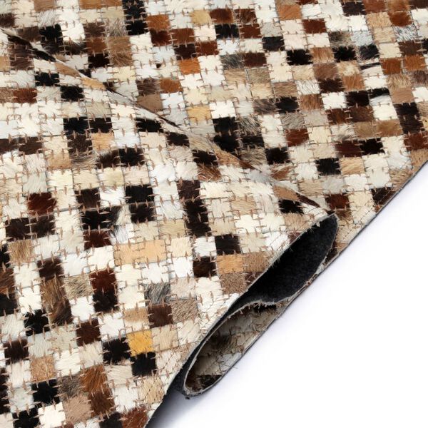 vidaXL Teppich Echtes Leder Patchwork 160 x 230 cm Braun Wei&szlig;